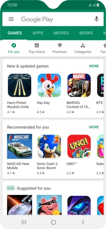 Press the search field.