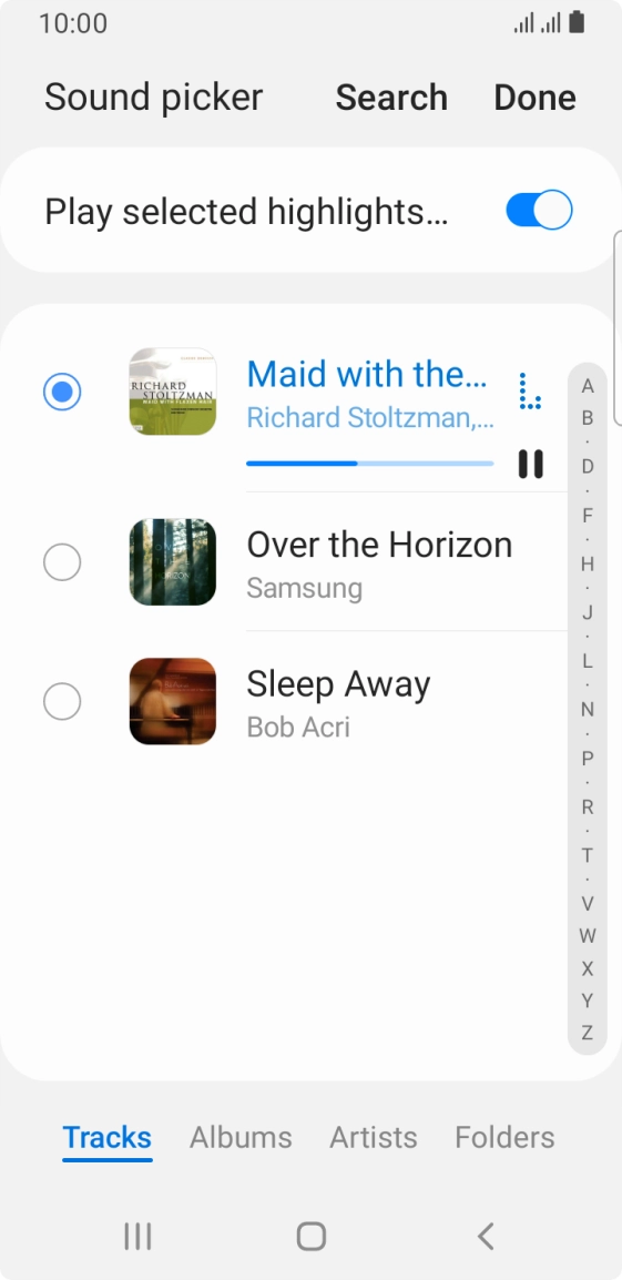 Once you've found a ring tone you like, press Done.