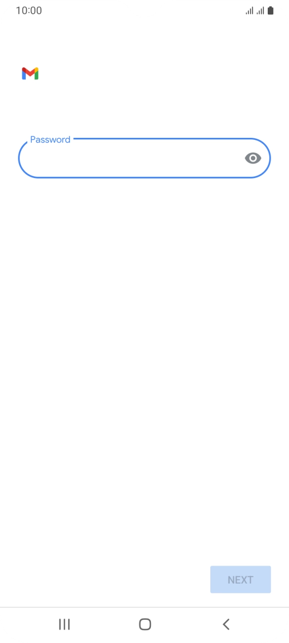 Press the field below 'Password' and key in the password for your email account. Press the field below 'Password' and key in the password for your email account.