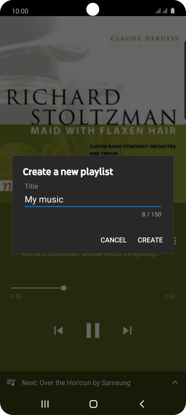 Key in a name for the playlist and press CREATE.