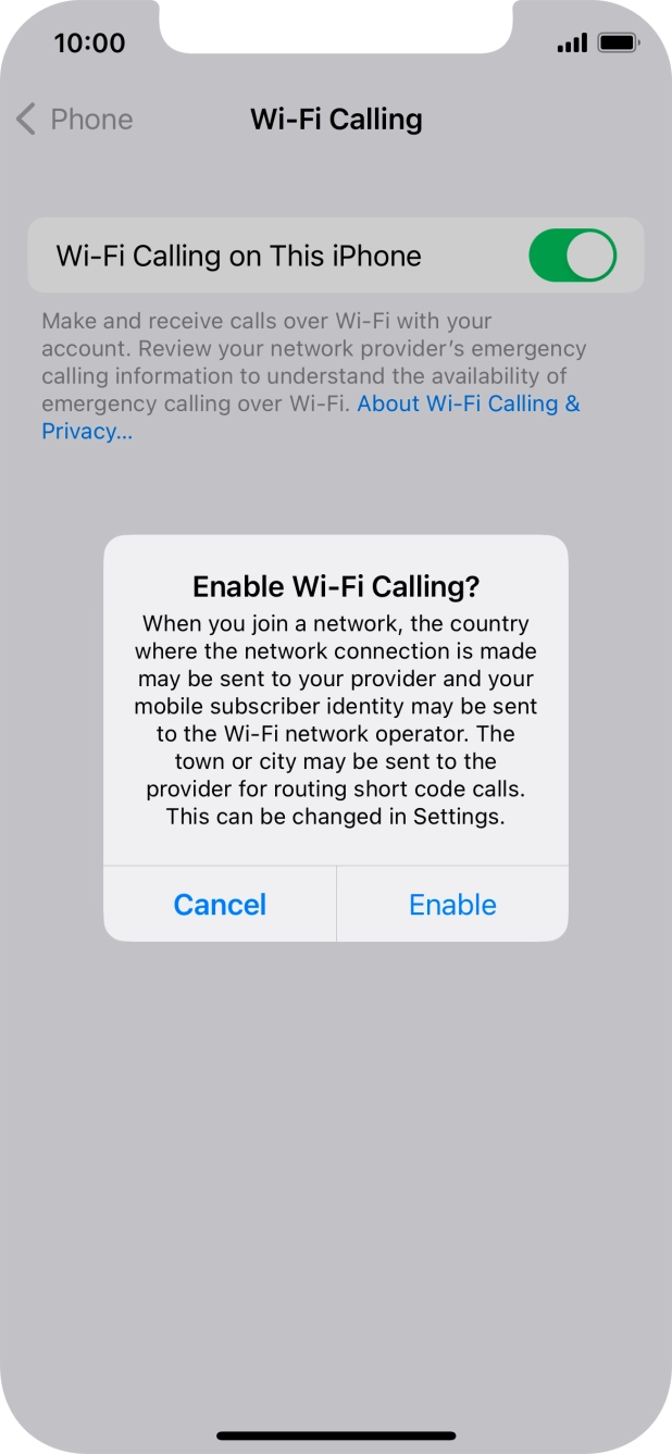 If you turn on the function, press Enable.