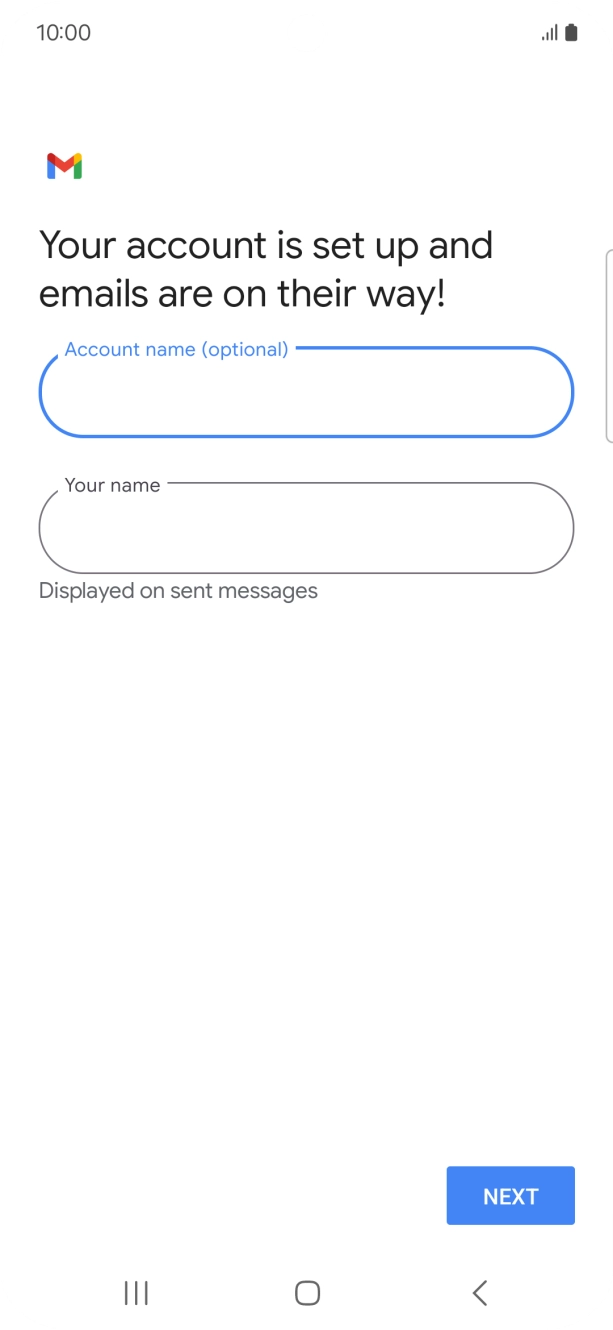 Press the field below 'Your name' and key in the required sender name.