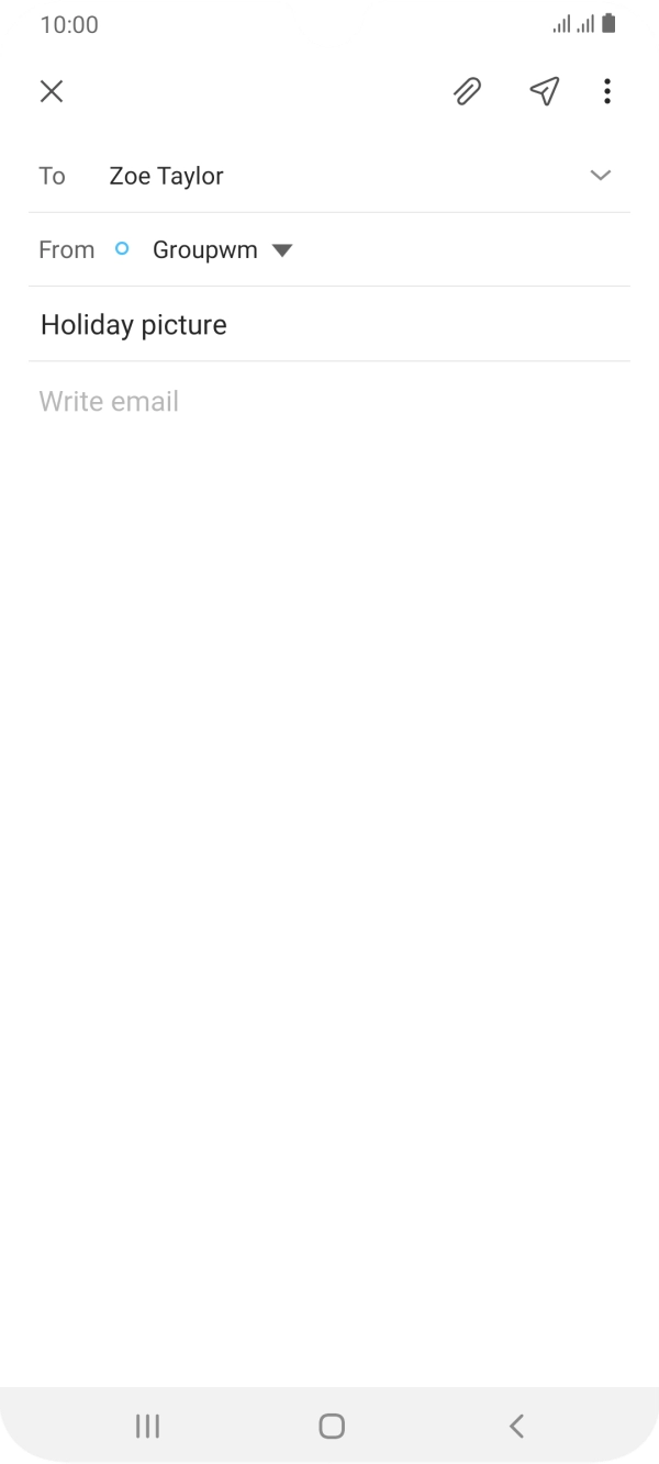 Press the text input field and write the text for your email. Press the text input field and write the text for your email.
