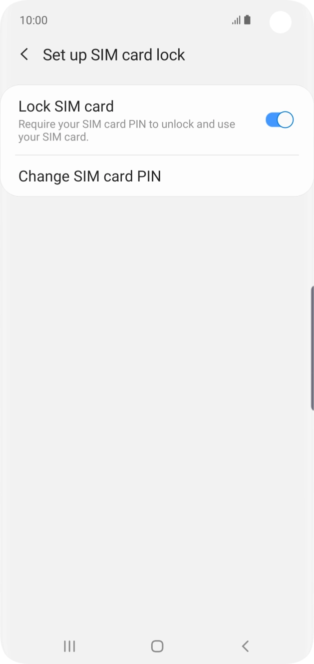 Press the indicator next to 'Lock SIM card' to turn the function on or off.