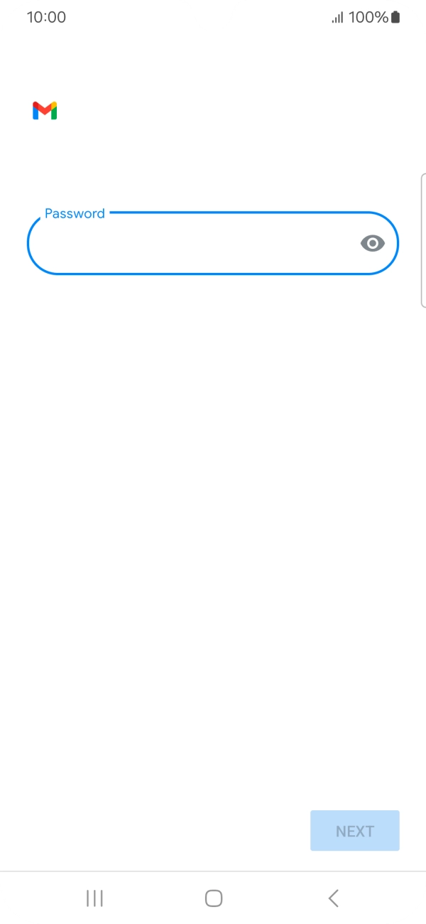 Press the field below 'Password' and key in the password for your email account.