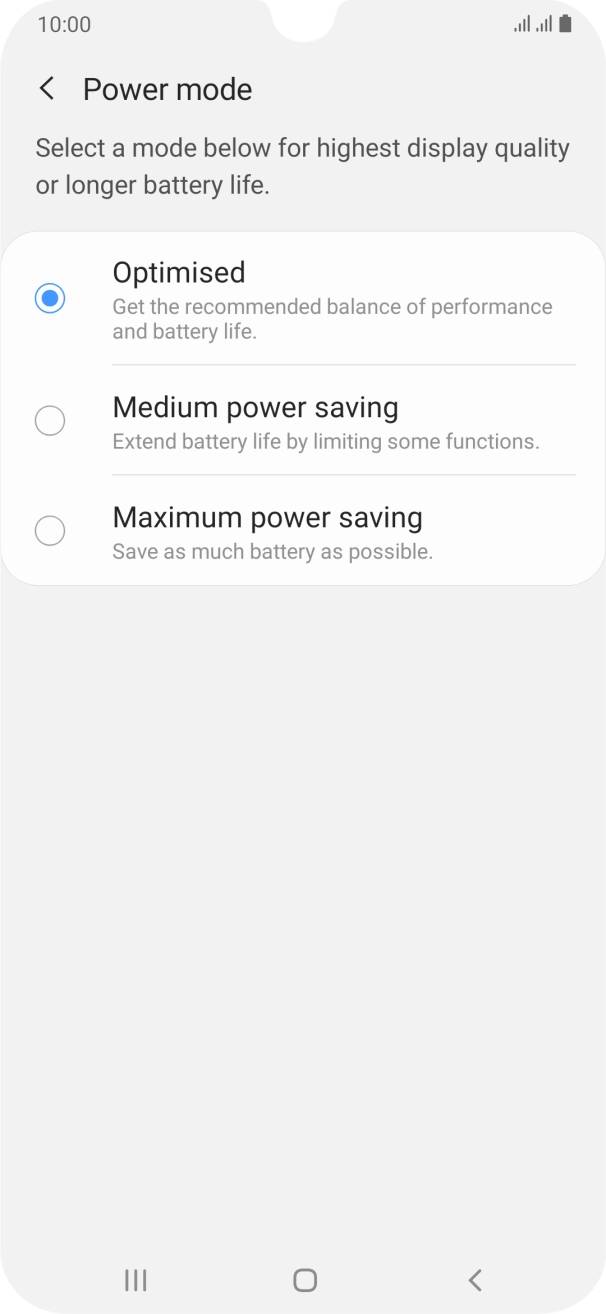 Press the required setting to turn on the function.