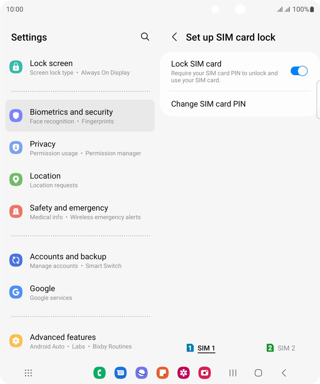 Press the required SIM.