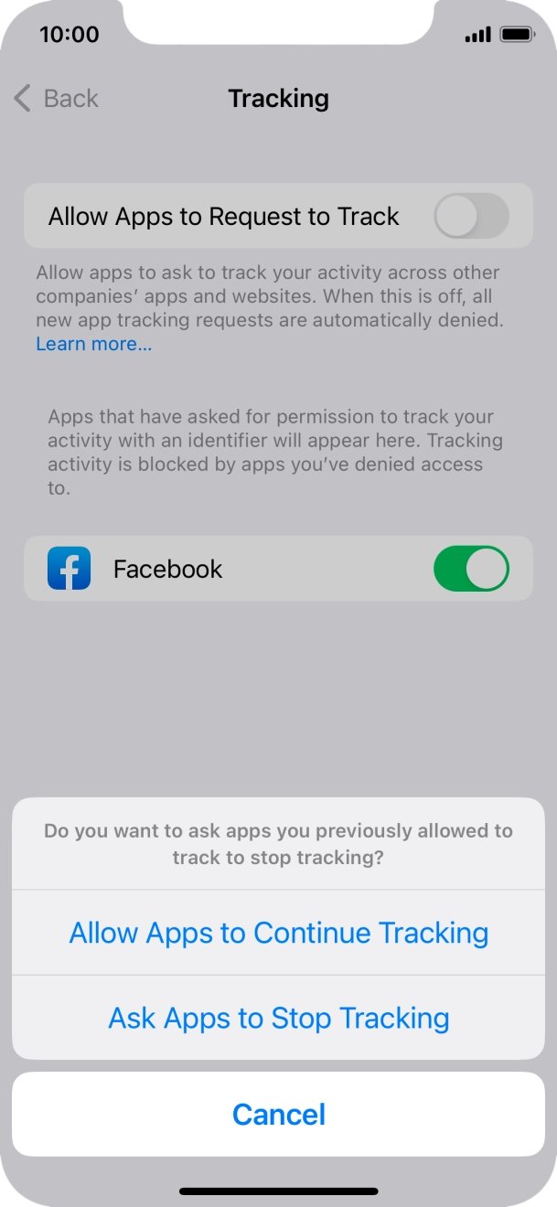 If you turn off the function, press the required setting.