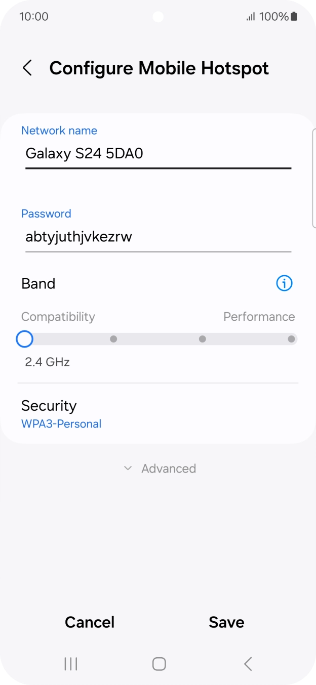 Press the field below 'Password' and key in the required password.