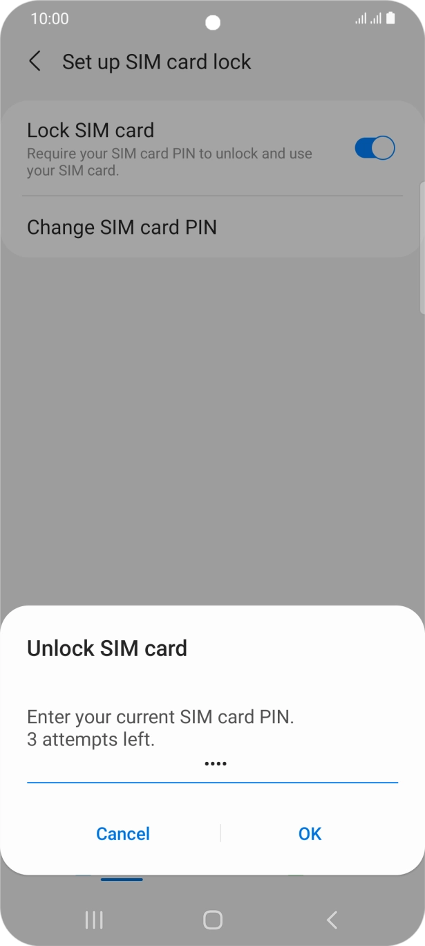 Key in your SIM PIN and press OK. The default SIM PIN is 0000.