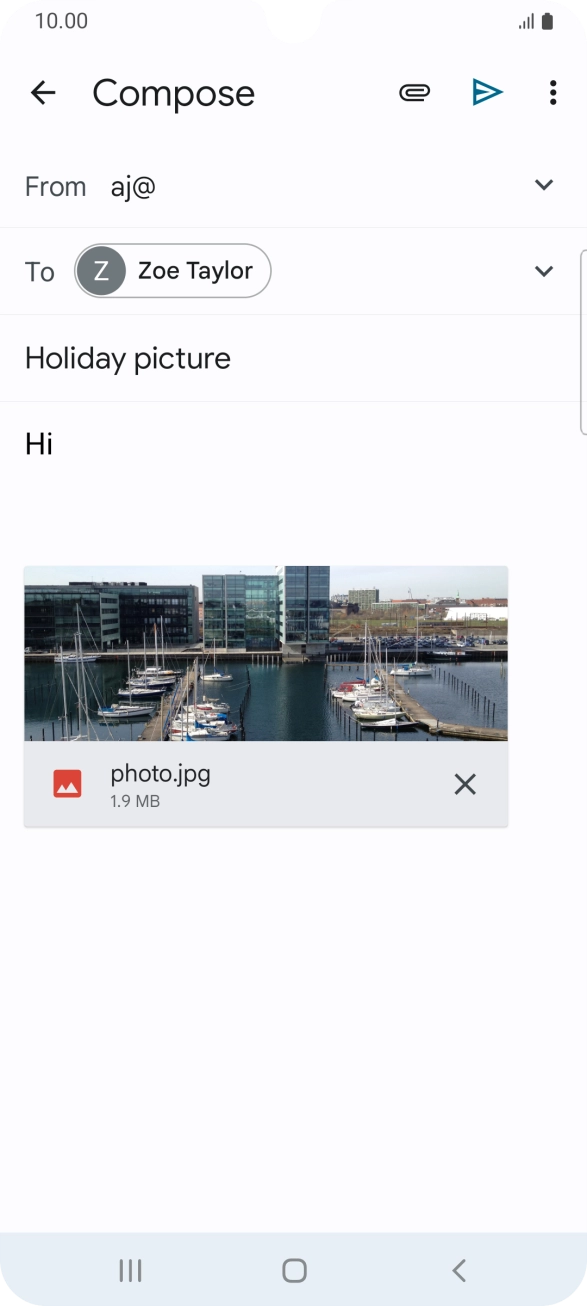 Press the send icon when you've finished your email.