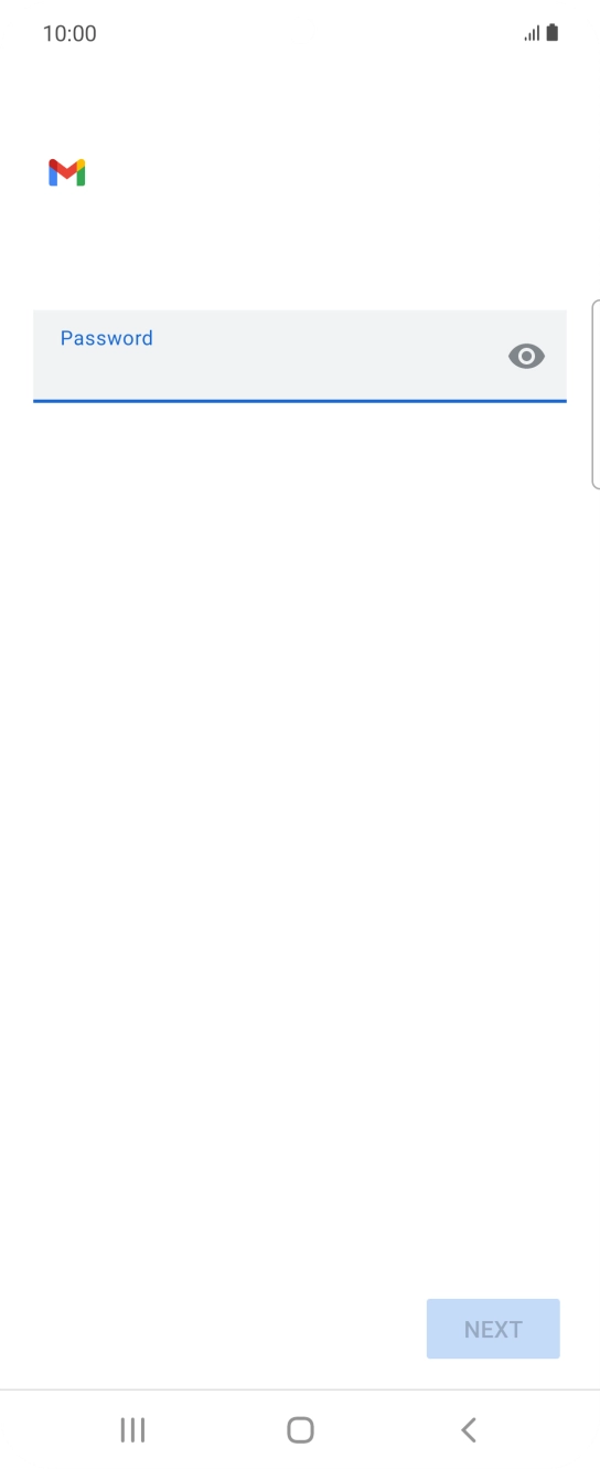 Press the field below 'Password' and key in the password for your email account. Press the field below 'Password' and key in the password for your email account.