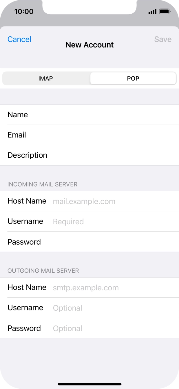 Press Host Name and key in the name of your email provider's incoming server. Press Host Name and key in the name of your email provider's incoming server.