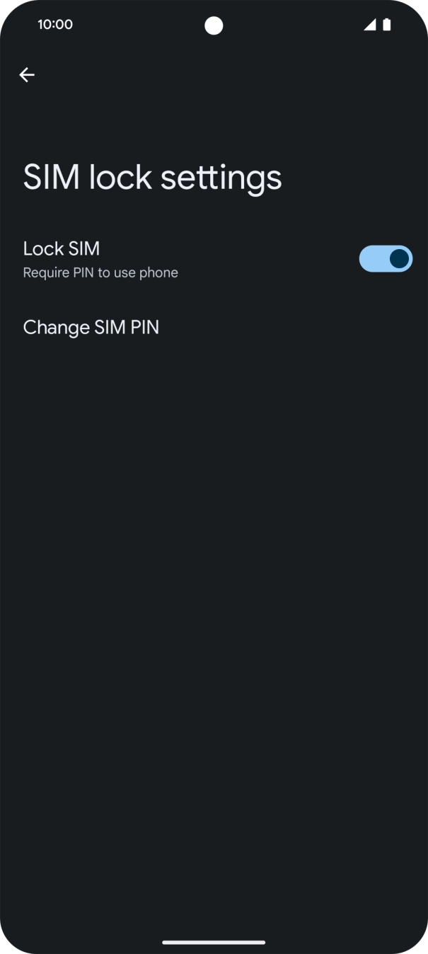 Press the indicator next to 'Lock SIM' to turn the function on or off.