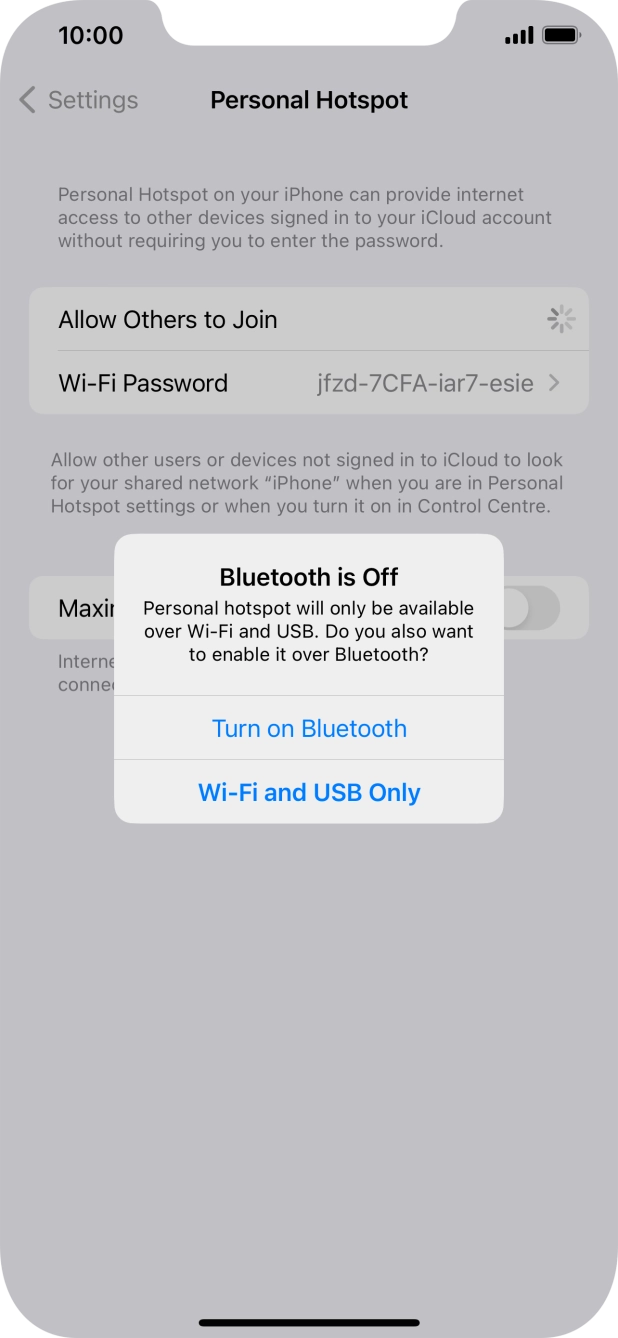 If WiFi is turned on, press Wi-Fi and USB Only.