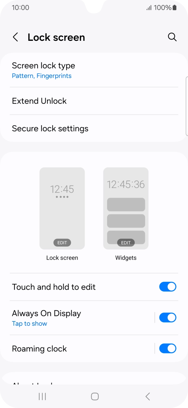 Press Screen lock type and key in the additional phone lock code you created earlier.