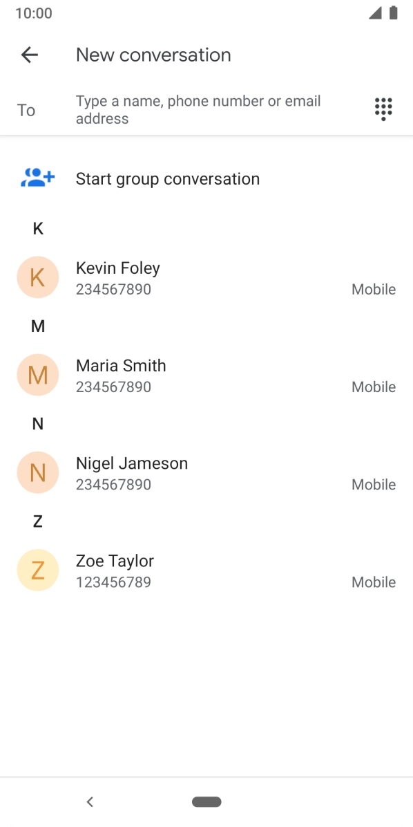 Press To and key in the first letters of the recipient's name. Press To and key in the first letters of the recipient's name.