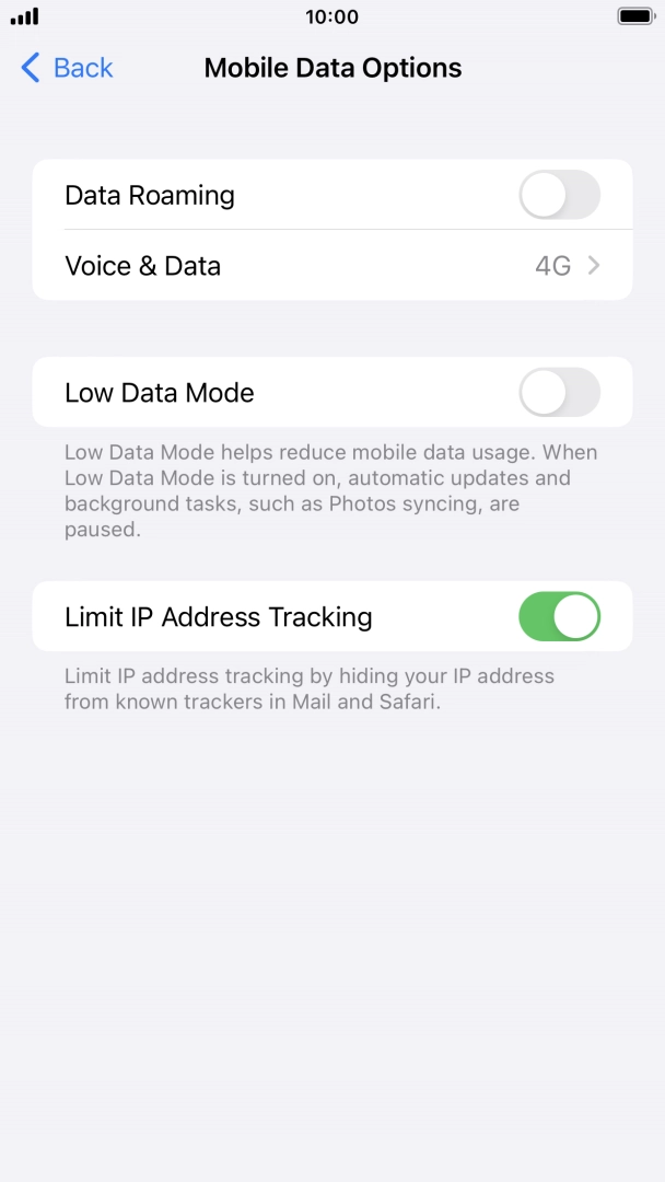 Press the indicator next to 'Data Roaming' to turn the function on or off. Press the indicator next to 'Data Roaming' to turn the function on or off.