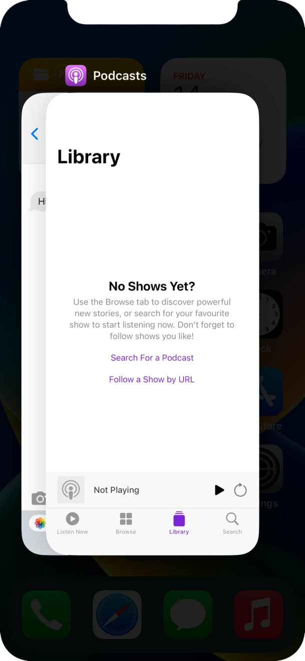 Slide upwards on the required application to end it.