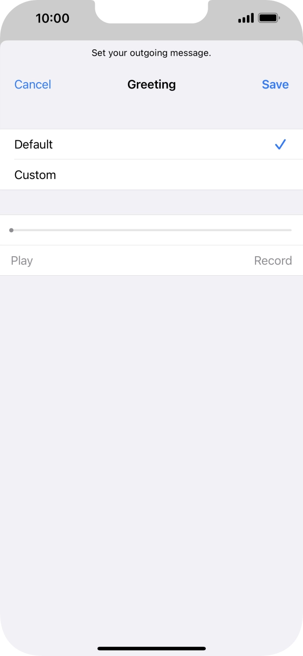 Press Default to select the default greeting.