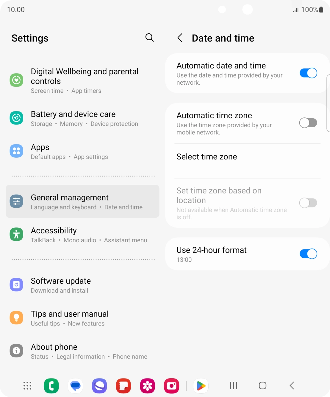 Press the indicator next to 'Automatic time zone' to turn on the function.