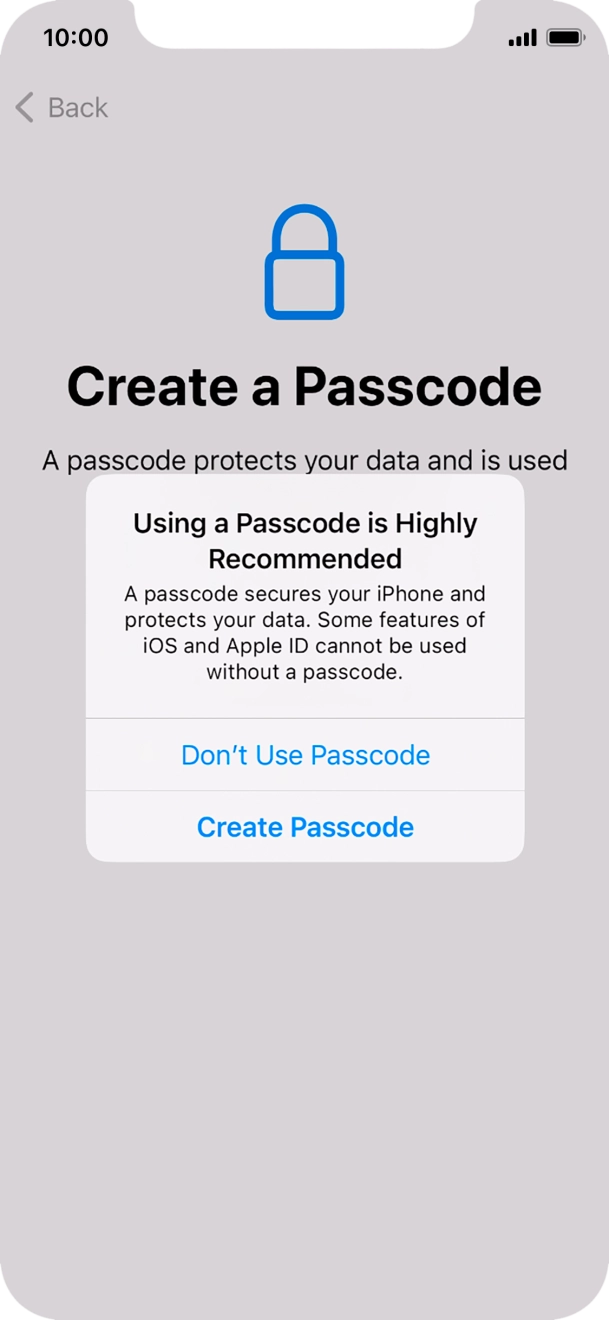 If you turn off the function, press Don't Use Passcode.