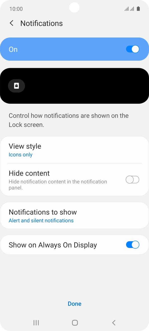 Press the required settings.