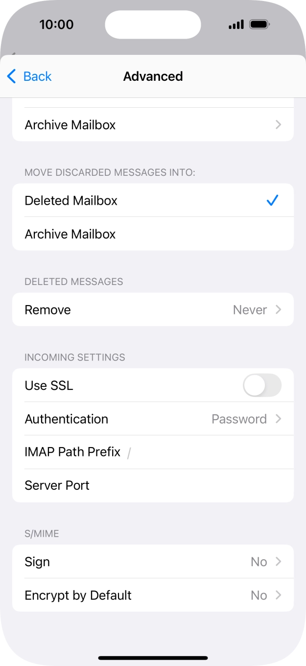 Press the indicator next to 'Use SSL' to turn on the function.