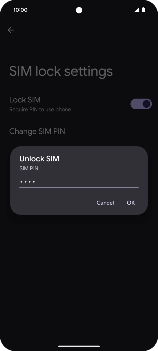 Key in your SIM PIN and press OK. The default SIM PIN is 0000.