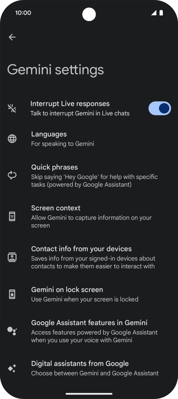 Follow the instructions on the screen to select the required settings.