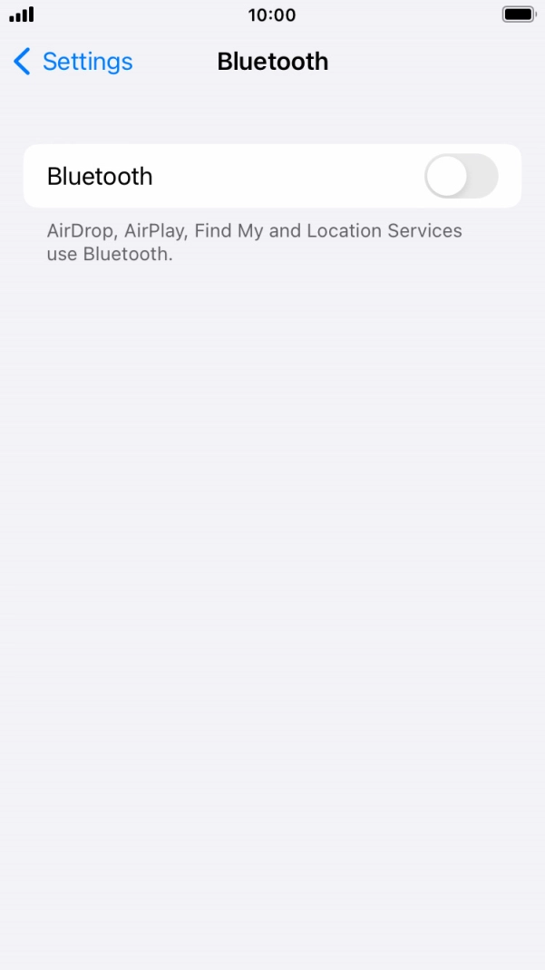 Press the indicator next to 'Bluetooth' to turn on the function.