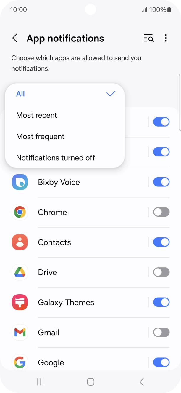 Press the required setting. Press the required setting.