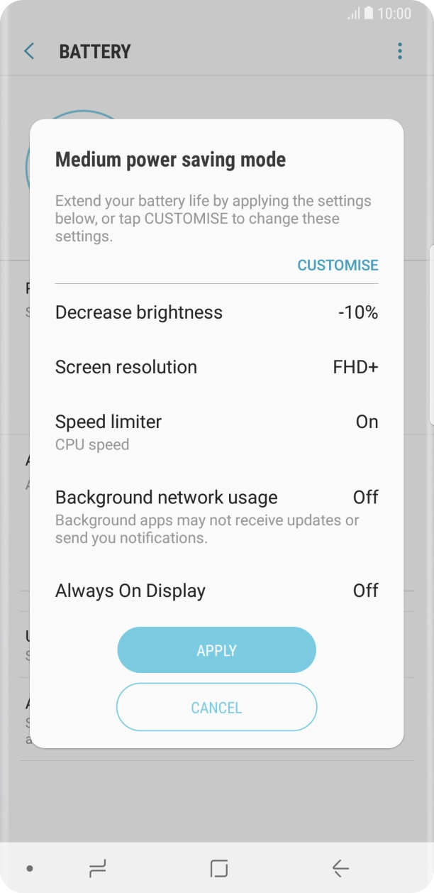 Press APPLY to turn on the function.