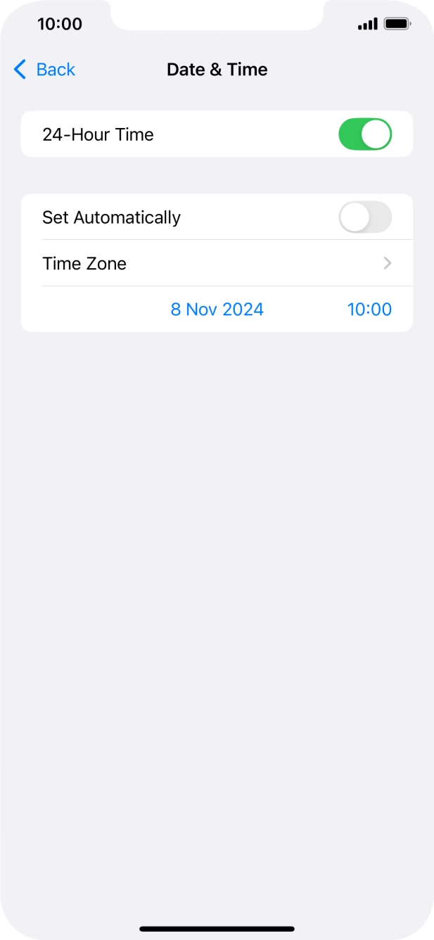 Press the indicator next to 'Set Automatically' to turn on the function.