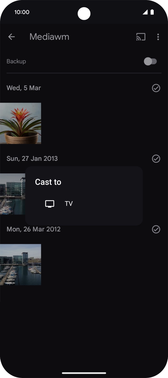 Press the required device. Press the required device.