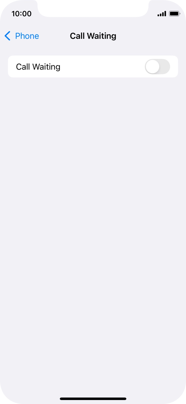 Press the indicator next to 'Call Waiting' to turn the function on or off.