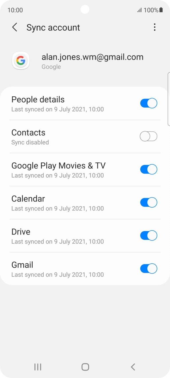 Press the indicator next to 'Contacts' to turn on the function.