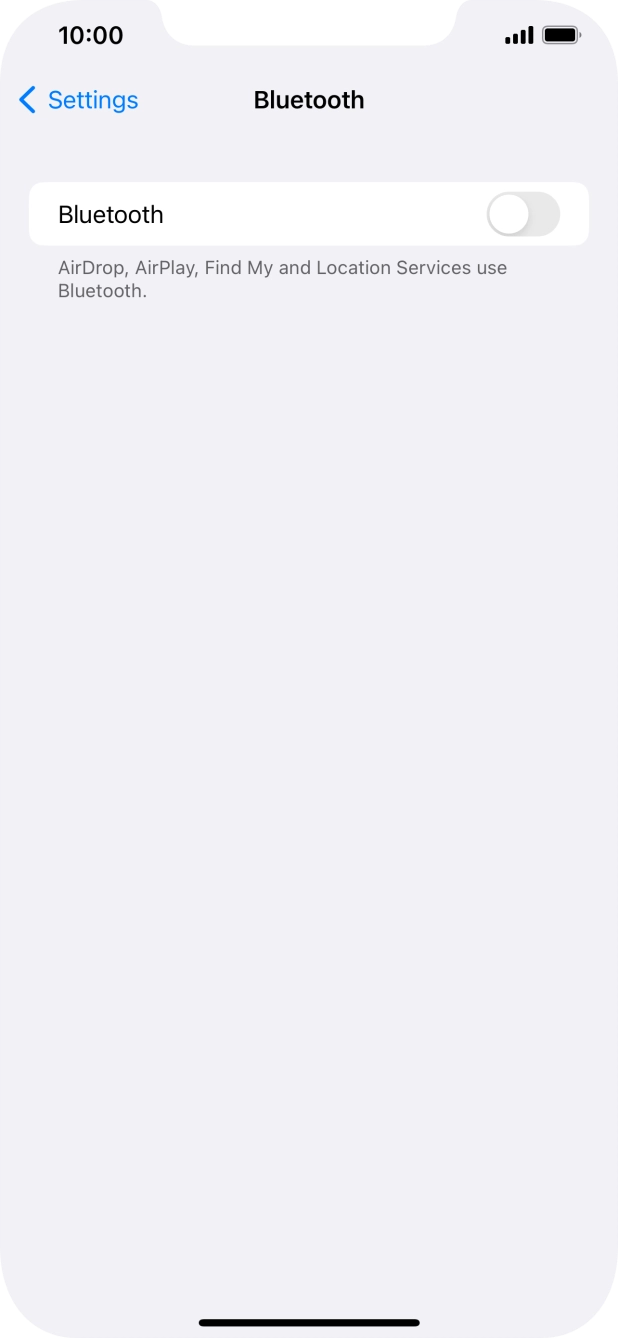 Press the indicator next to 'Bluetooth' to turn on the function.