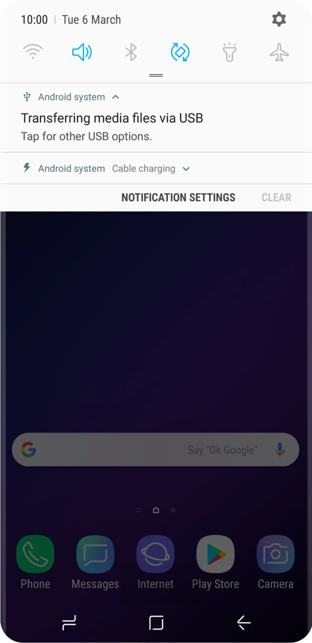Press Tap for other USB options.. Press Tap for other USB options..