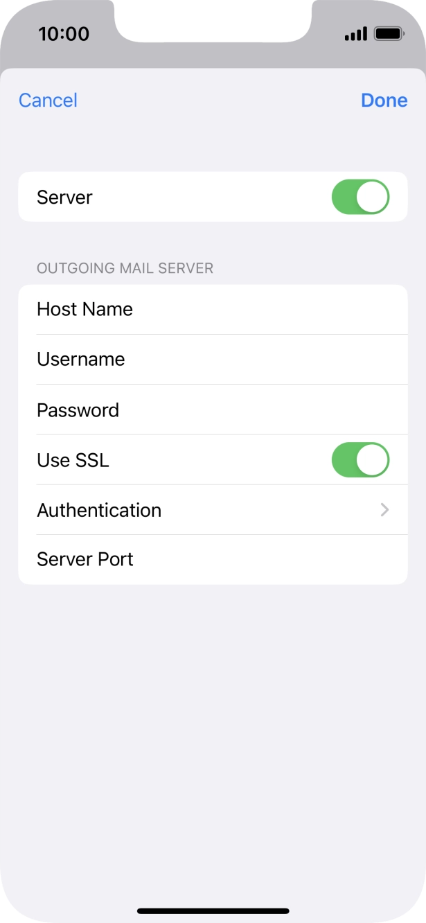 Press the indicator next to 'Use SSL' to turn off the function. Press the indicator next to 'Use SSL' to turn off the function.