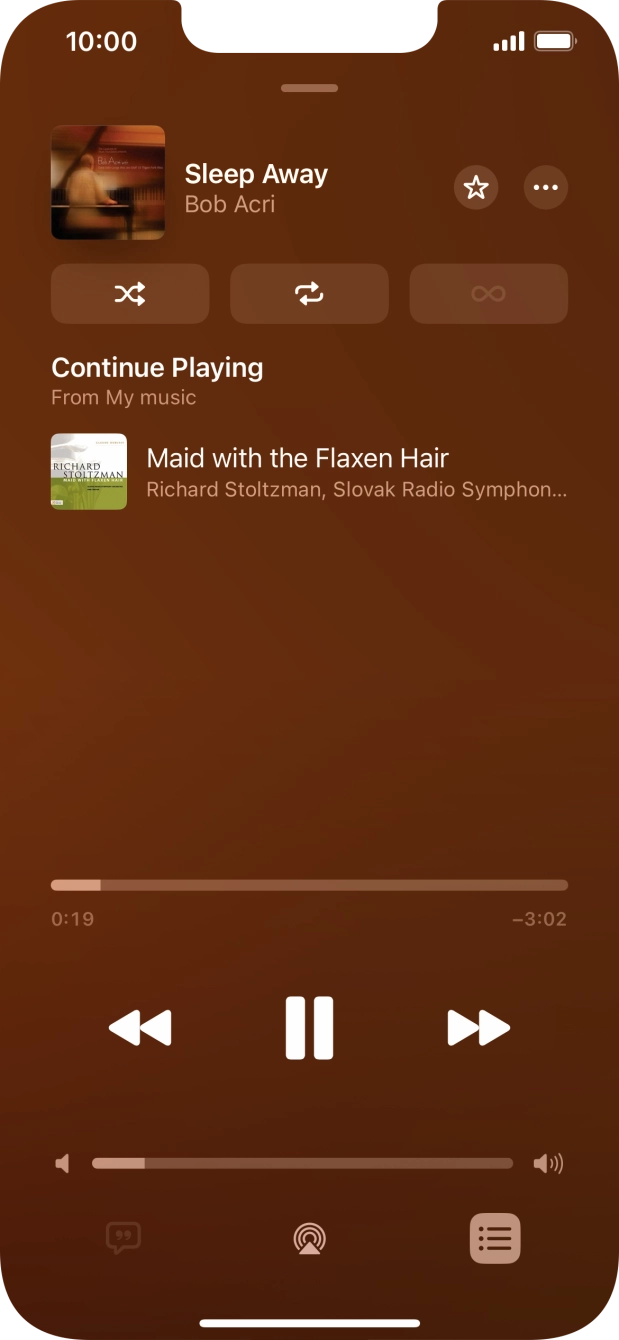 Press the shuffle icon to turn the function on or off. Press the shuffle icon to turn the function on or off.