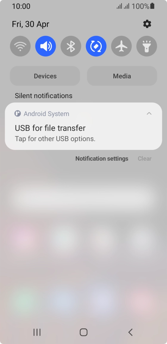 Press Tap for other USB options..