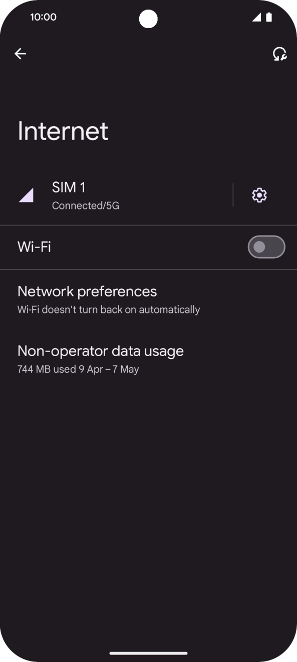 Press the indicator next to 'Wi-Fi' to turn on the function.