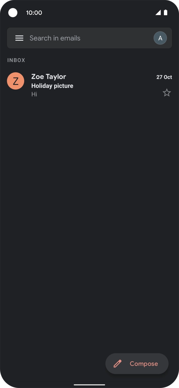 Press the email account icon. Press the email account icon.