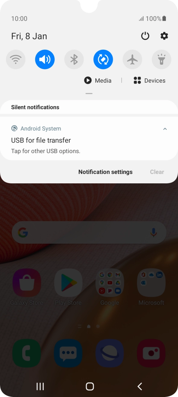 Press Tap for other USB options..