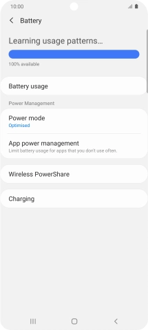 Press Power mode. Press Power mode.