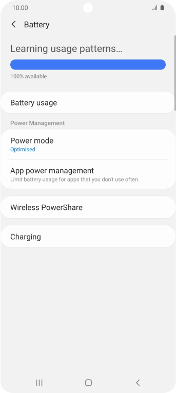 Press Power mode. Press Power mode.
