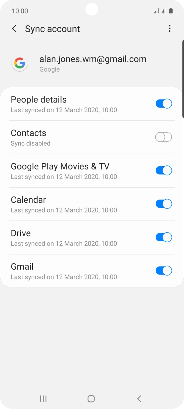 Press the indicator next to 'Contacts' to turn on the function.