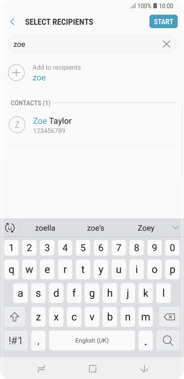 Press the required contact. Press the required contact.