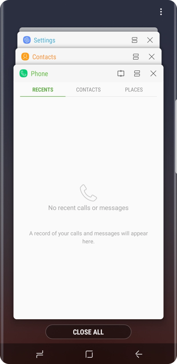 To end one running application, slide your finger right on the required application. To end one running application, slide your finger right on the required application.
